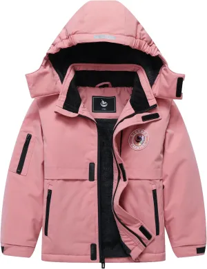 Girl's Ski Jacket Winter Outdoor Warm Snow Coat Kid's Snowboarding Windproof Jacket with Hood