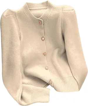 GORGLITTER Women's Pearl Cardigan Sweaters Long Sleeve Metallic Button Sweater Knit Tops