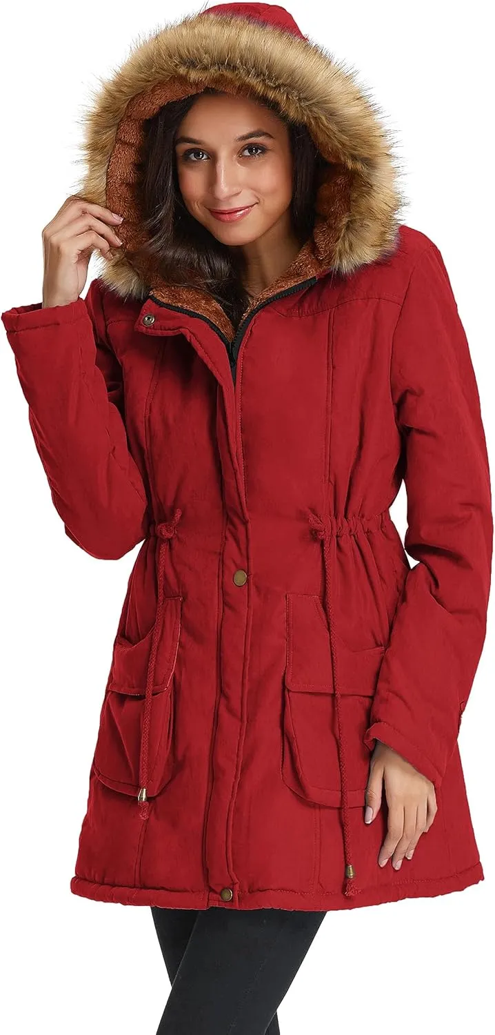 GRACE KARIN Women's Winter Coats Fleece Parkas Anoraks Hooded Military Jacket Coats