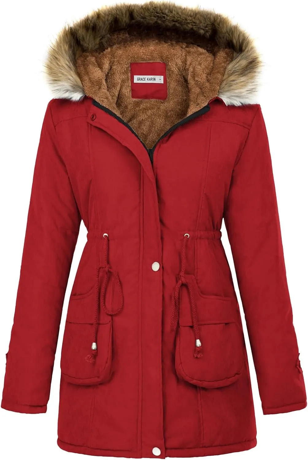 GRACE KARIN Women's Winter Coats Fleece Parkas Anoraks Hooded Military Jacket Coats