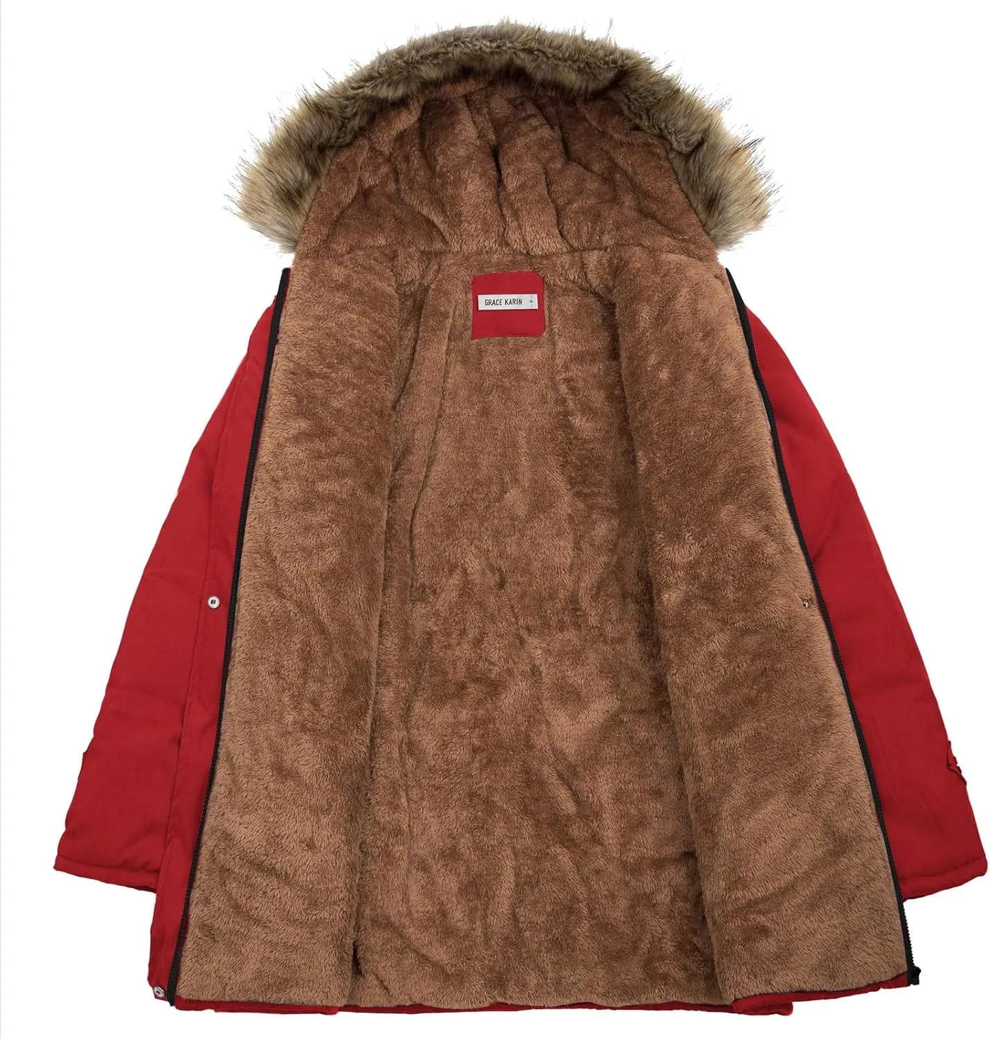 GRACE KARIN Women's Winter Coats Fleece Parkas Anoraks Hooded Military Jacket Coats