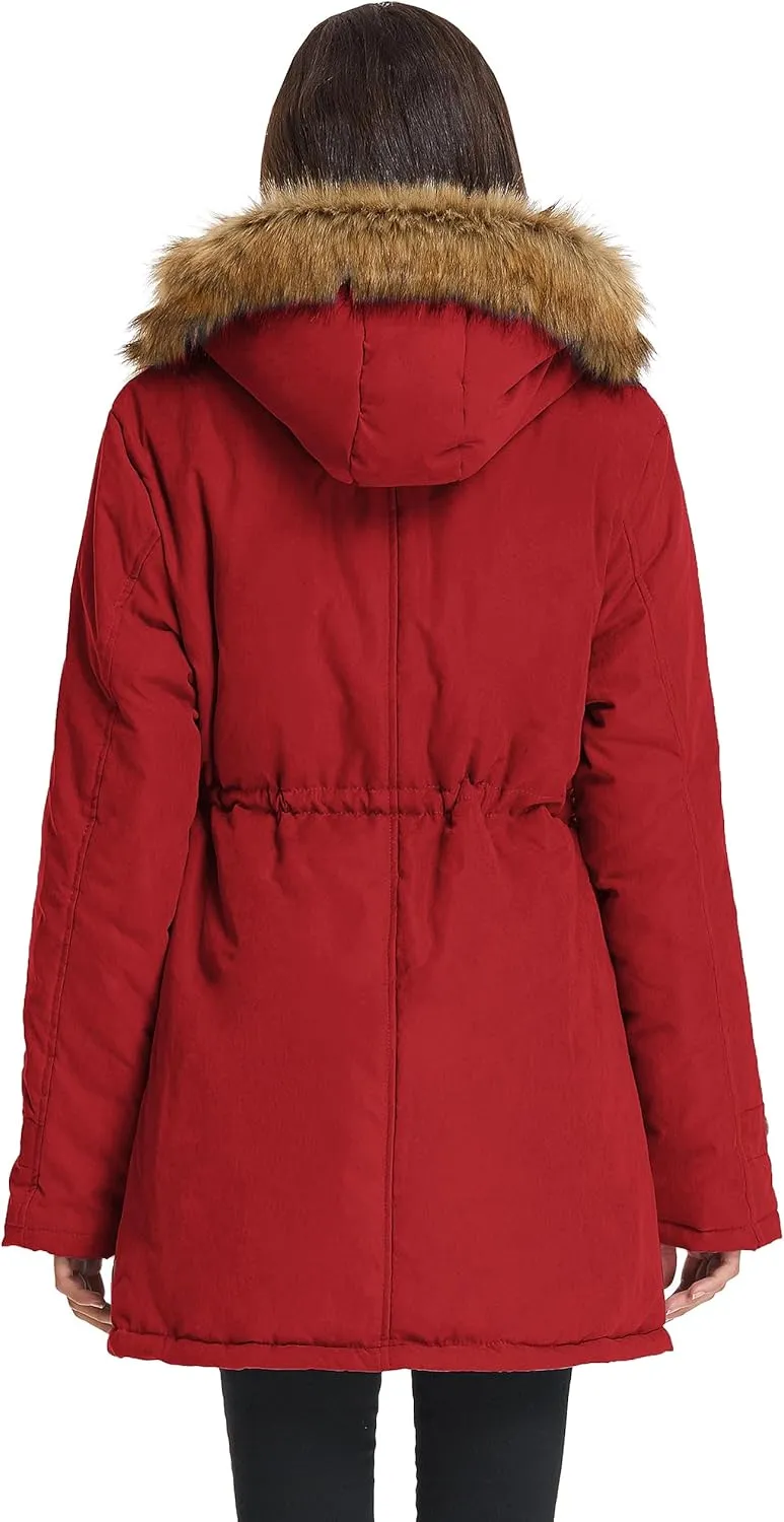 GRACE KARIN Women's Winter Coats Fleece Parkas Anoraks Hooded Military Jacket Coats