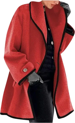 GRASWE Ladies Short Business Fashion Clothes Fuzzy Daily Pockets Coat Solid Color Formal Winter Long Sleeve Jacket
