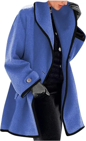 GRASWE Ladies Short Business Fashion Clothes Fuzzy Daily Pockets Coat Solid Color Formal Winter Long Sleeve Jacket