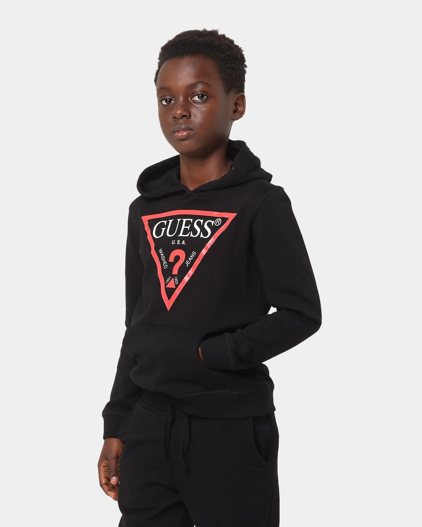Guess Mainline Kid's Core Fleece Hoodie Jet Black