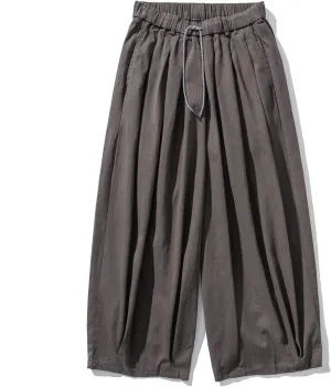 GURUNVANI Mens Wide Leg Harem Pants Japanese Loose Fit Pants Casual Elastic Waist Trouser