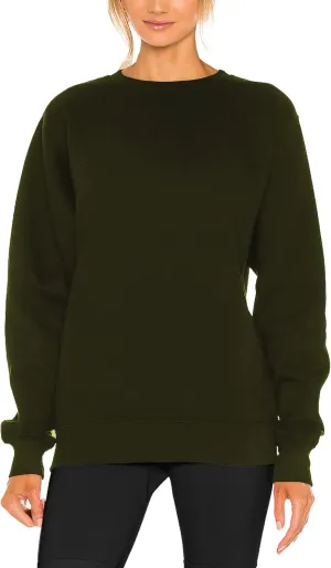 H HIAMIGOS Women's Casual Long sleeves Sweatshirt Tops Basic Loose Fit Round Neck Lightweight Tunic Pullover With Pocket
