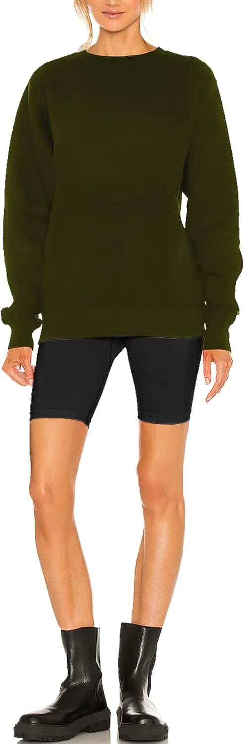 H HIAMIGOS Women's Casual Long sleeves Sweatshirt Tops Basic Loose Fit Round Neck Lightweight Tunic Pullover With Pocket
