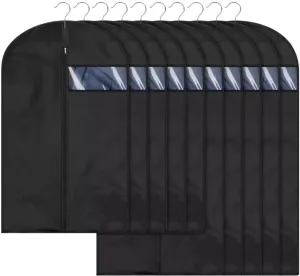 Habrur Clothes Cover 10 Pack Garment Bags 40 and 47 Suit Bag for Clothing Storage Dresses Shirts Suit Bags