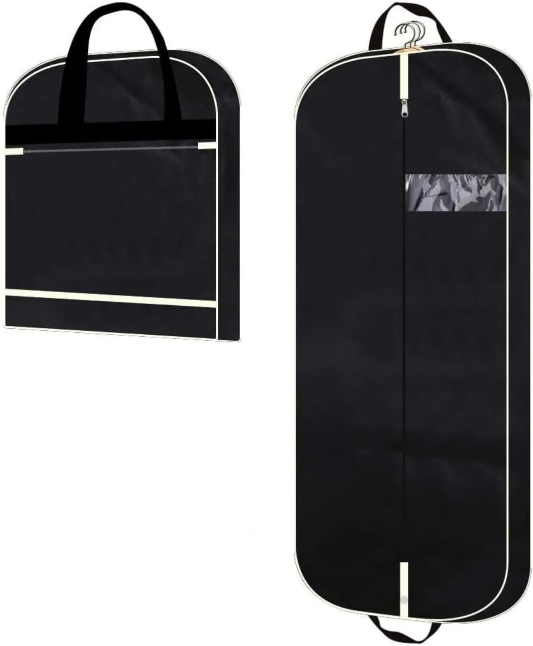 Habrur Clothes Cover 2pcs 43"" Garment Bag 4 Gusseted Suit Cover Foldable Hanging Bags for Clothes Suit Bags, 60*110cm, Black