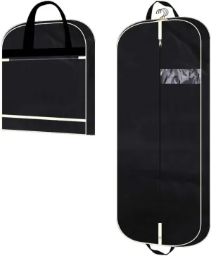 Habrur Clothes Cover 2pcs 43"" Garment Bag 4 Gusseted Suit Cover Foldable Hanging Bags for Clothes Suit Bags, 60*110cm, Black