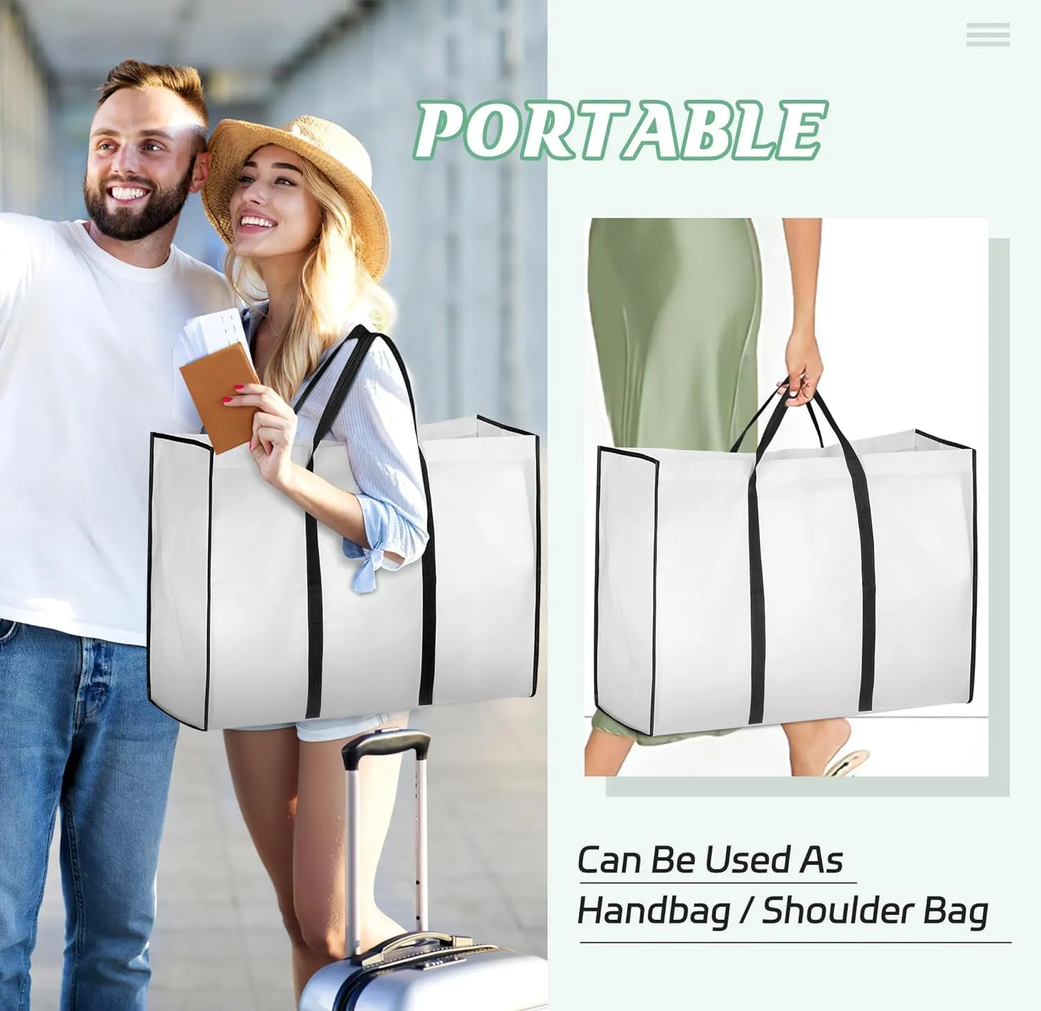 Habrur Clothes Cover 2pcs 70"" Wedding Dress Garment Bag With Tote Bag 8'' Gusseted Dress Bags 4 Pockets Suit Bags, 58.4*20.3*177.8cm, White