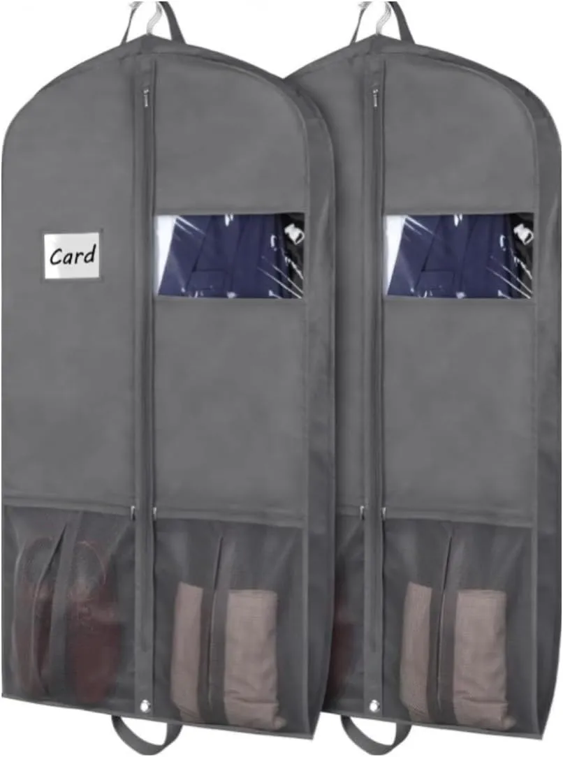 Habrur Clothes Cover 2pcs Garment Bag with Zippered Dress Bag Suit Bags for Shirts Dresses Coats Suit Bags