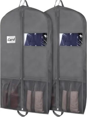 Habrur Clothes Cover 2pcs Garment Bag with Zippered Dress Bag Suit Bags for Shirts Dresses Coats Suit Bags