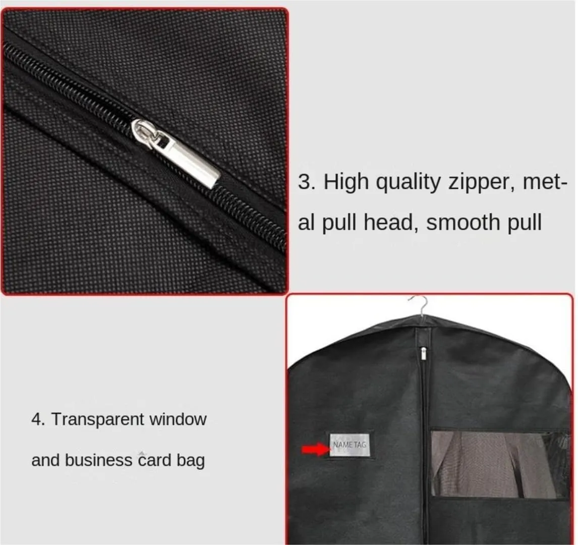 Habrur Clothes Cover 2pcs Garment Bags Travel 40'' Garment Bag With Pockets Portable Foldable Suit Bag Suit Bags, 60*10*110cm, Black