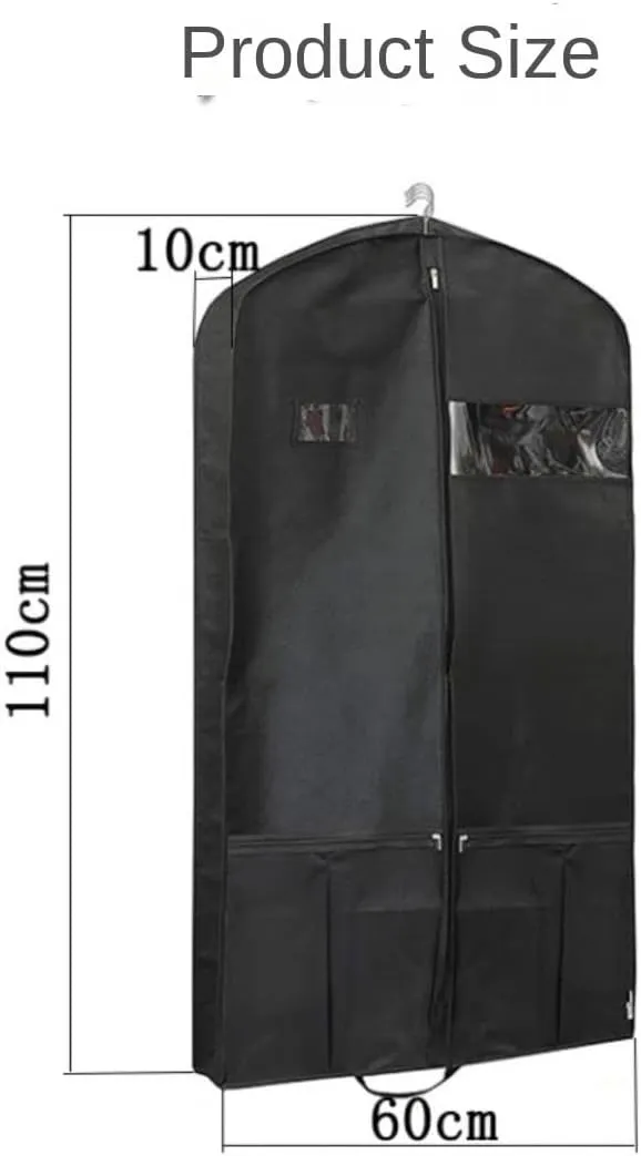 Habrur Clothes Cover 2pcs Garment Bags Travel 40'' Garment Bag With Pockets Portable Foldable Suit Bag Suit Bags, 60*10*110cm, Black