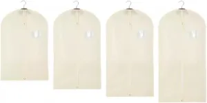 Habrur Clothes Cover 4 Pack Garment Storage Bags Suit Bag Travel Coat Covers with Clear Window Suit Bags (Color : Beige, Size : 4pcs)