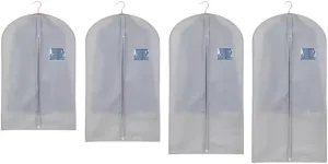 Habrur Clothes Cover 4 Pack Garment Storage Bags Suit Bag Travel Coat Covers with Clear Window Suit Bags (Color : Grey, Size : 4pcs)