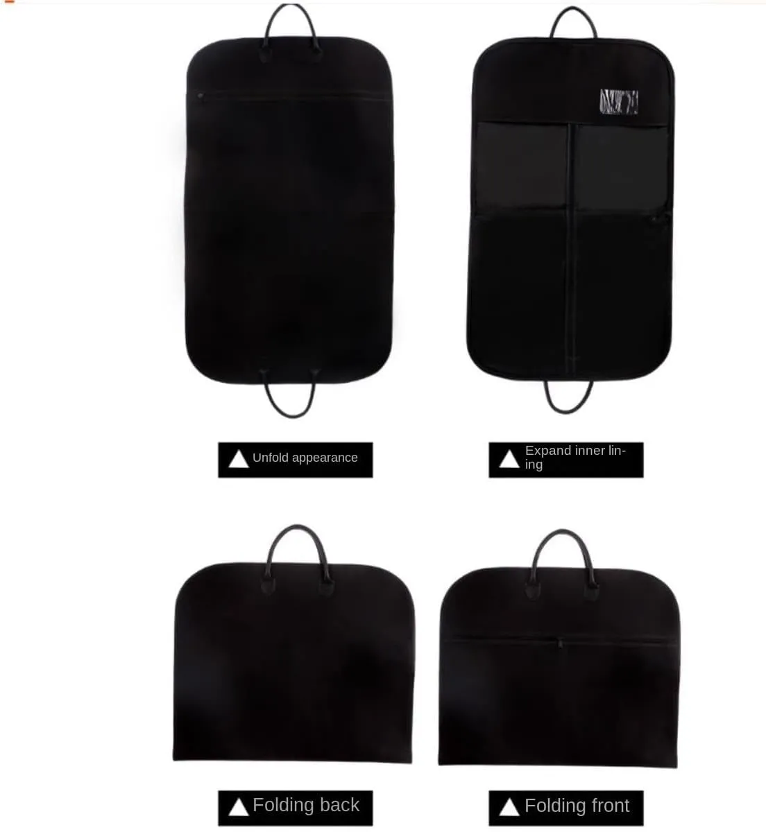 Habrur Clothes Cover 40"" Garment Bags Heavy Duty Suit Bags Foldable Dress Bag For Hanging Clothes Storage Suit Bags, 60*100cm, Black