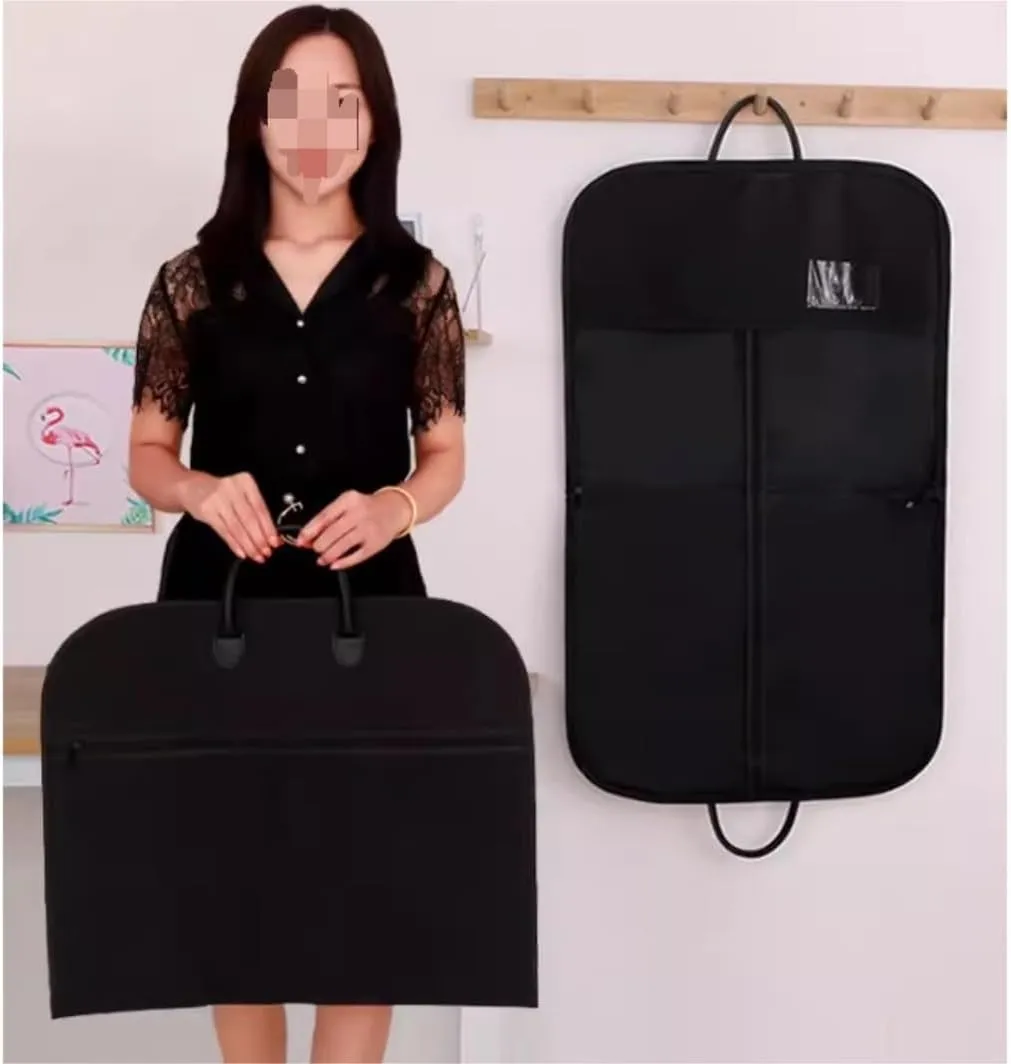 Habrur Clothes Cover 40"" Garment Bags Heavy Duty Suit Bags Foldable Dress Bag For Hanging Clothes Storage Suit Bags, 60*100cm, Black