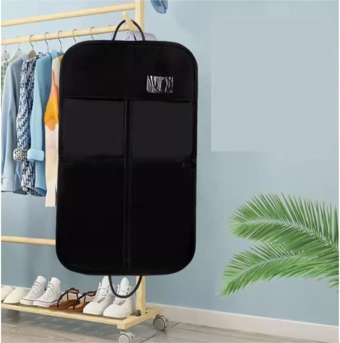 Habrur Clothes Cover 40"" Garment Bags Heavy Duty Suit Bags Foldable Dress Bag For Hanging Clothes Storage Suit Bags, 60*100cm, Black