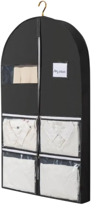 Habrur Clothes Cover 5 Pack 3.9"" Gusseted Garment Bags For Travel With 4 Pockets Foldable Suit Bag Suit Bags (Color : Black, Size : 60 * 10 * 100cm)