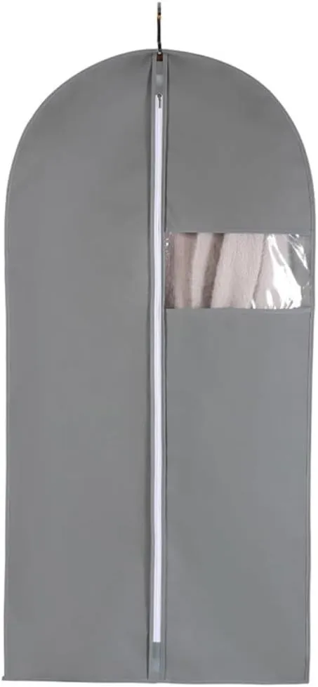 Habrur Clothes Cover 5 Pack Foldable Garment Bag with Clear Window Garment Bag for Travel Closet Suit Bags (Color : Grey, Size : 60 * 120cm)