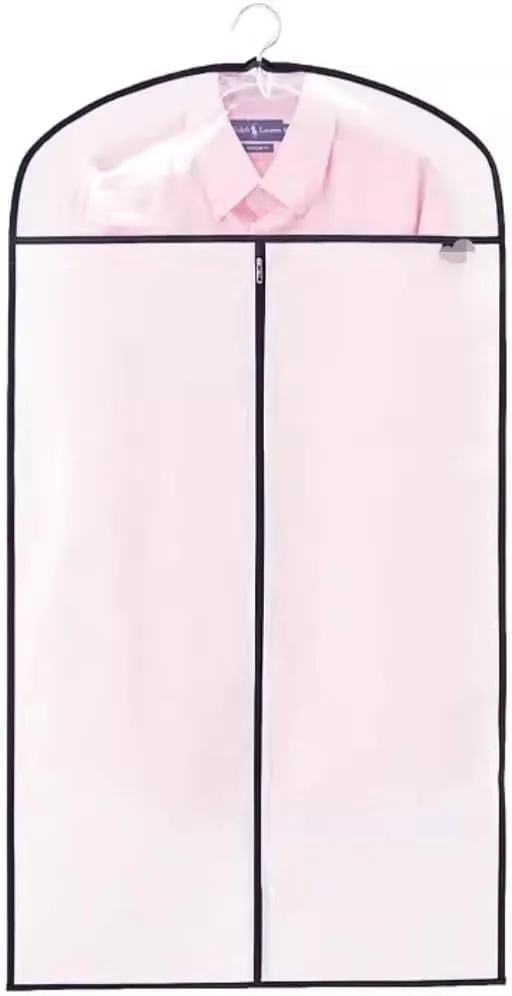 Habrur Clothes Cover 5pcs Hanging Garment Bag Gowns Garment Covers Half Clear Zipper Clothes Suit Bags Suit Bags (Color : White, Size : 110 * 60cm)