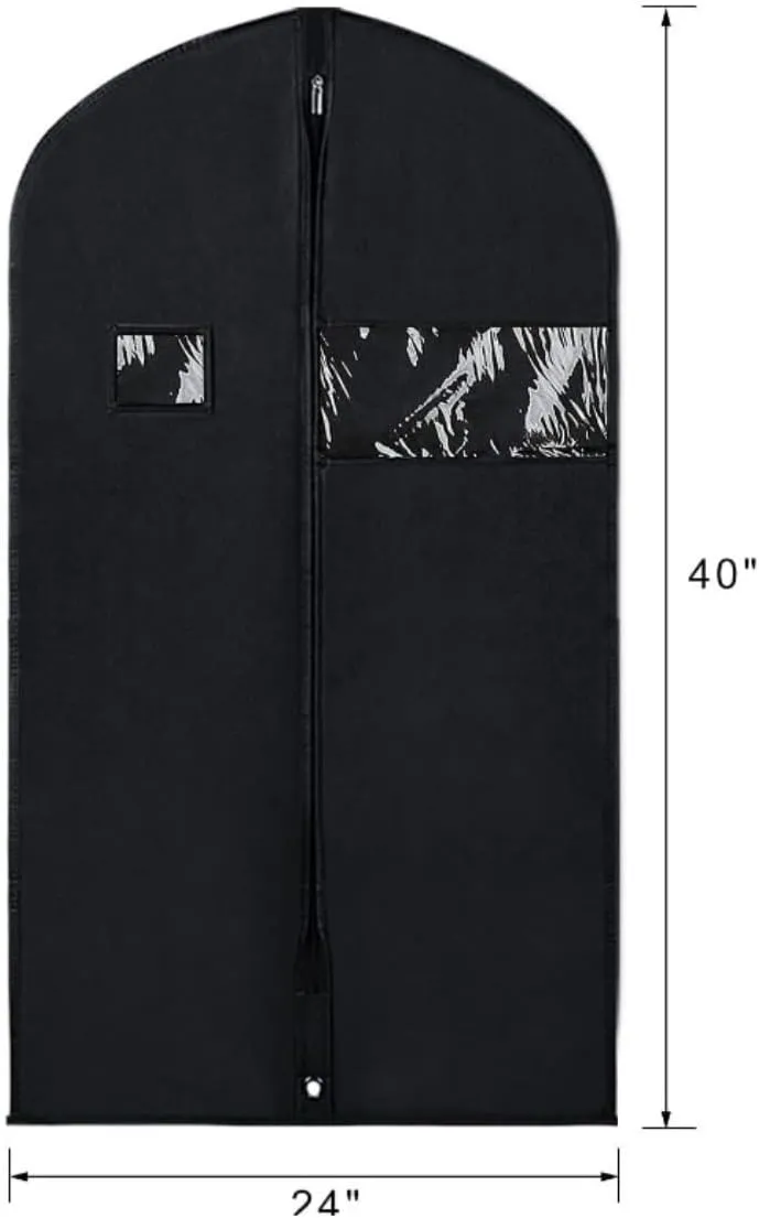 Habrur Clothes Cover 8pcs Garment Bag 40'' Suit Bag For Travel And For Clothes Hanging Storage Suits Suit Bags, 60*100cm, Black
