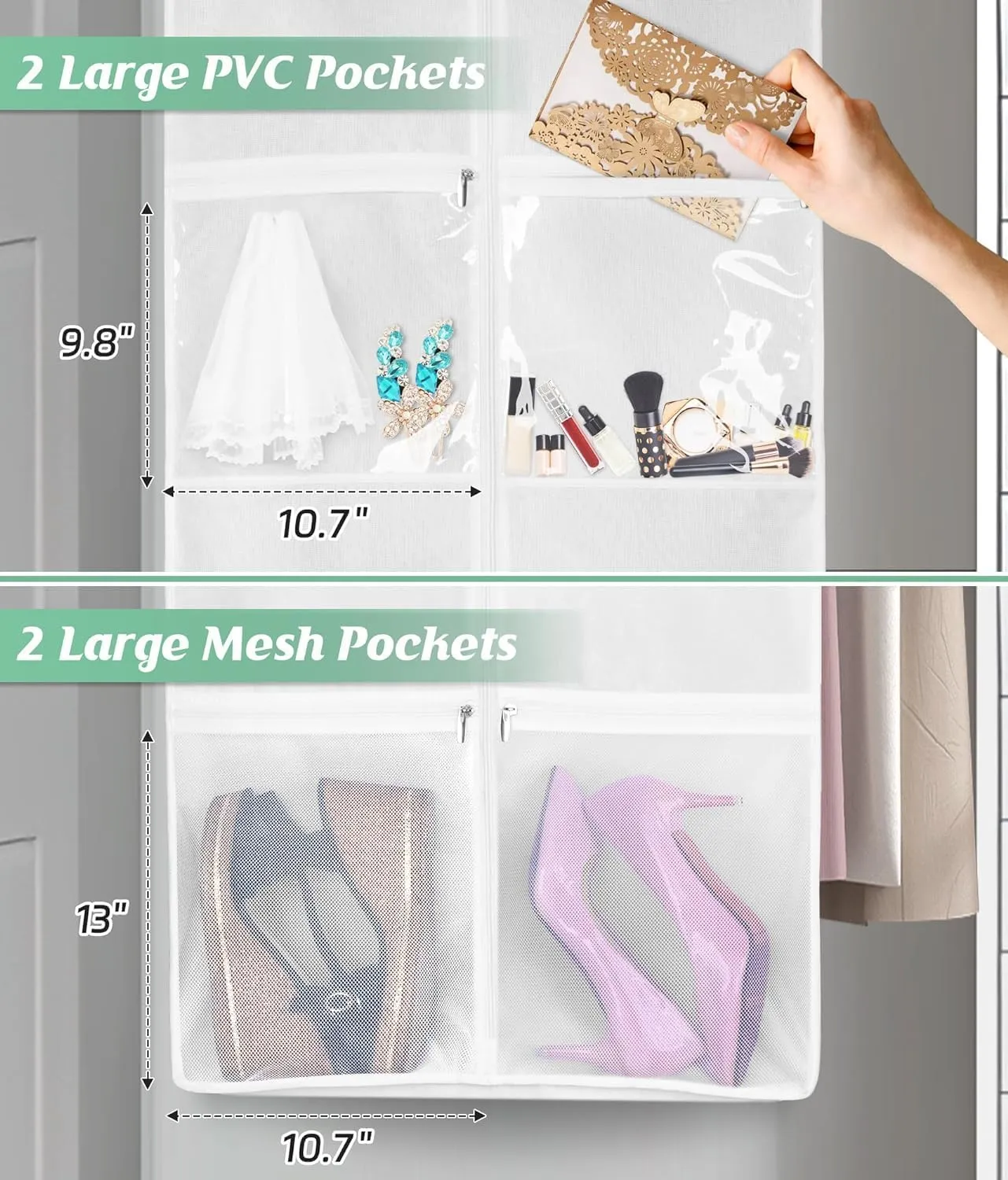Habrur Clothes Cover Wedding Dress Garment Bag with Tote Bag Gusseted Dress Bags for Gowns Long 4 Pockets Suit Bags
