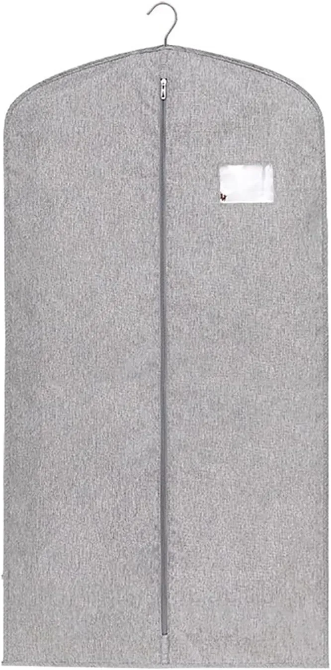 Hanging Garment BagGarment Bags for StorageDustproof Clothes Storage Bag with Zipper, for Wedding Dresses, Coats, Suits, Clothes(Gray,43.3in/110cm)