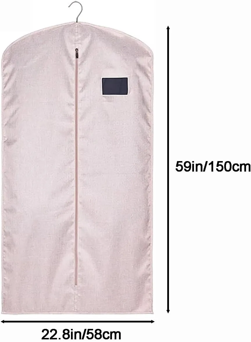 Hanging Garment BagGarment Bags for StorageDustproof Clothes Storage Bag with Zipper, for Wedding Dresses, Coats, Suits, Clothes(Pink,59in/150cm)