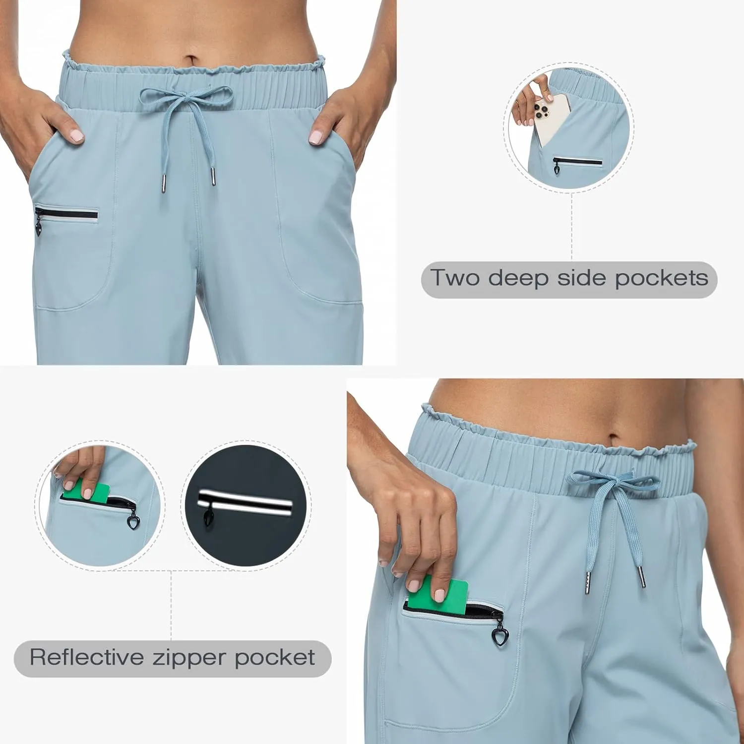 Haowind Joggers for Women with Pockets Elastic Waist Workout Sport Gym Pants Comfy Lounge Yoga Running Pants