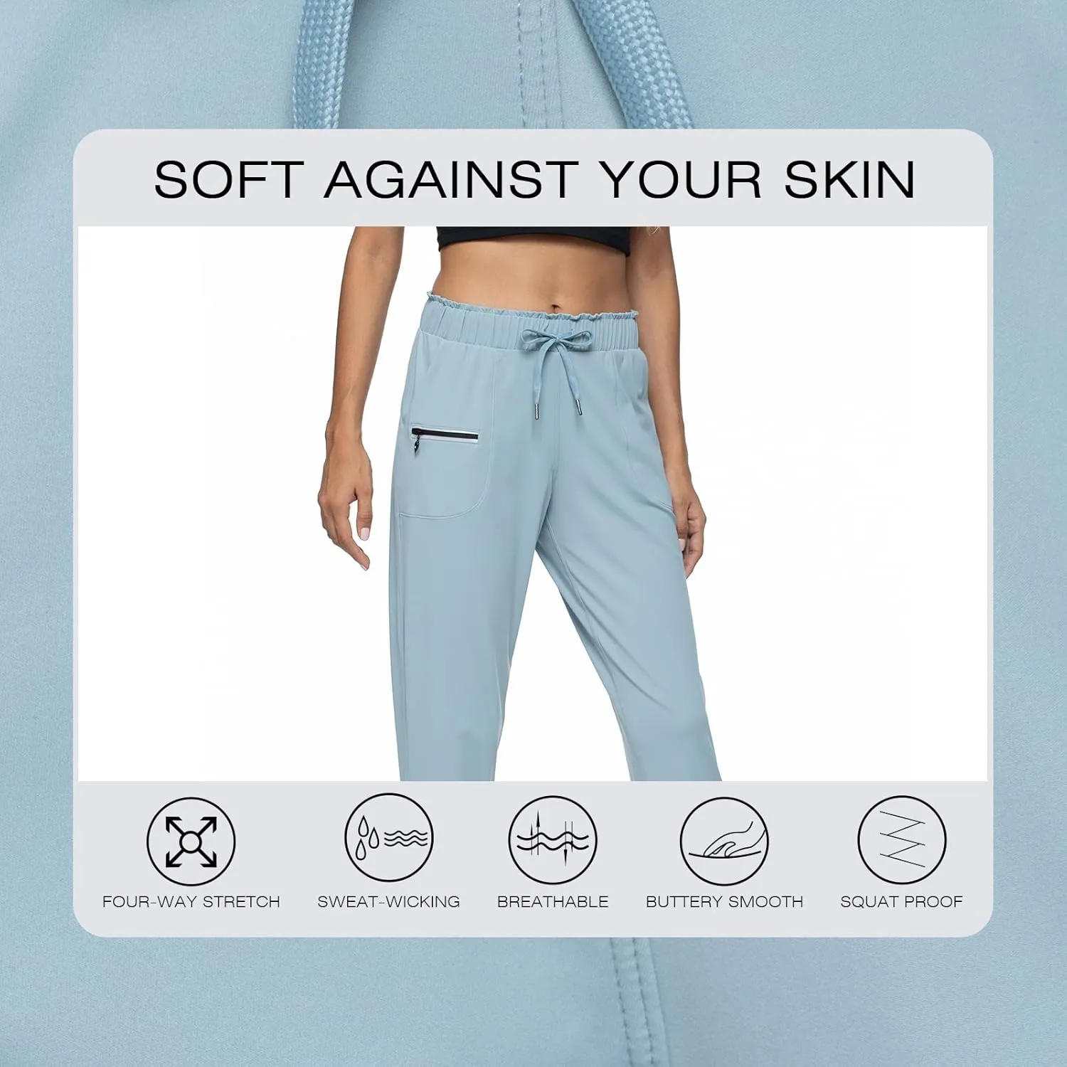 Haowind Joggers for Women with Pockets Elastic Waist Workout Sport Gym Pants Comfy Lounge Yoga Running Pants