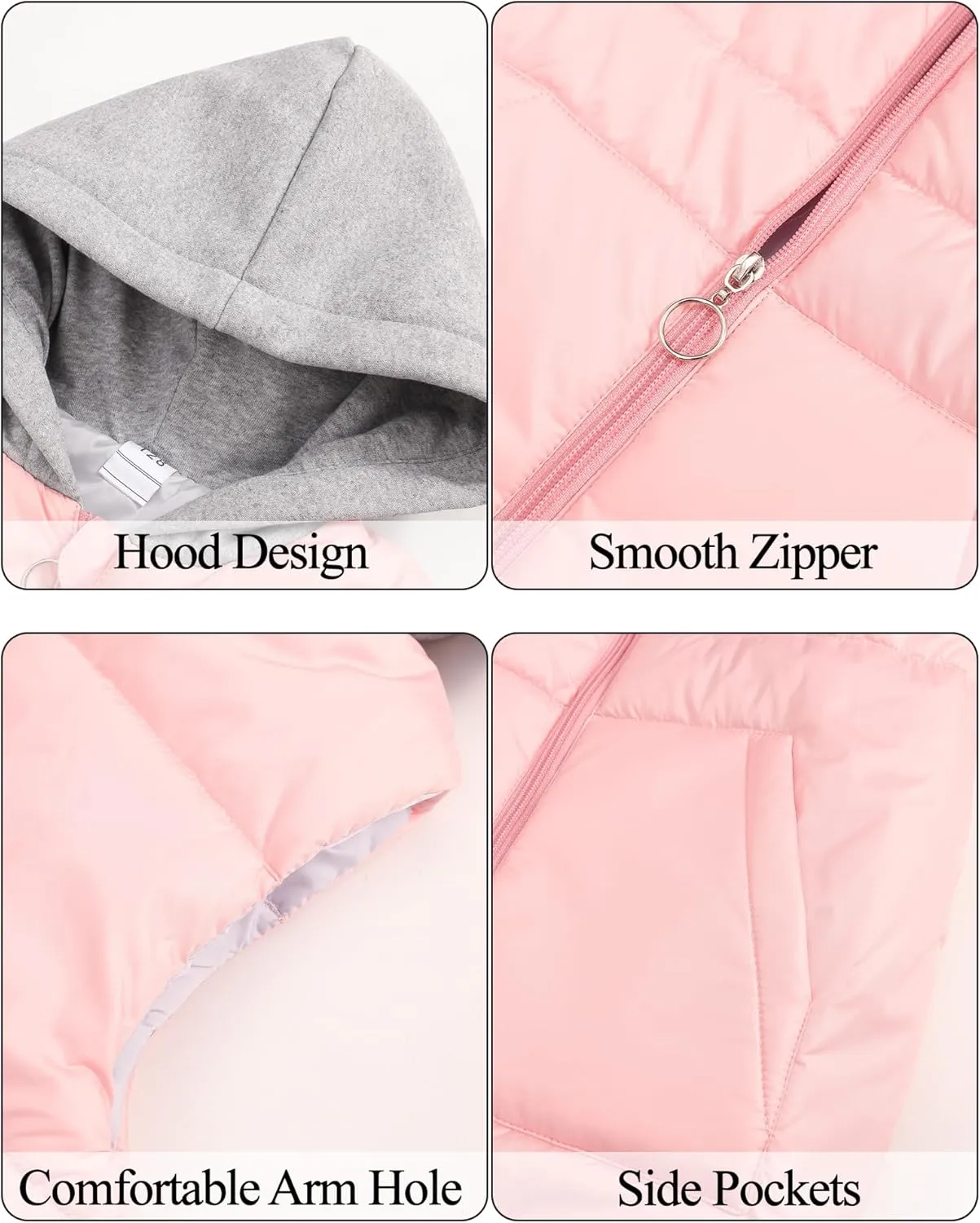 Happy Cherry Girls Puffer Vest Hooded Kids Water Resistant Jacket Sleeveless Windproof Thick Outerwear Gilet