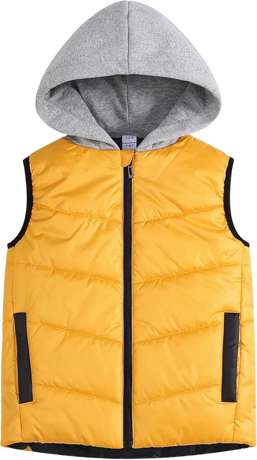 Happy Cherry Girls Puffer Vest Hooded Kids Water Resistant Jacket Sleeveless Windproof Thick Outerwear Gilet