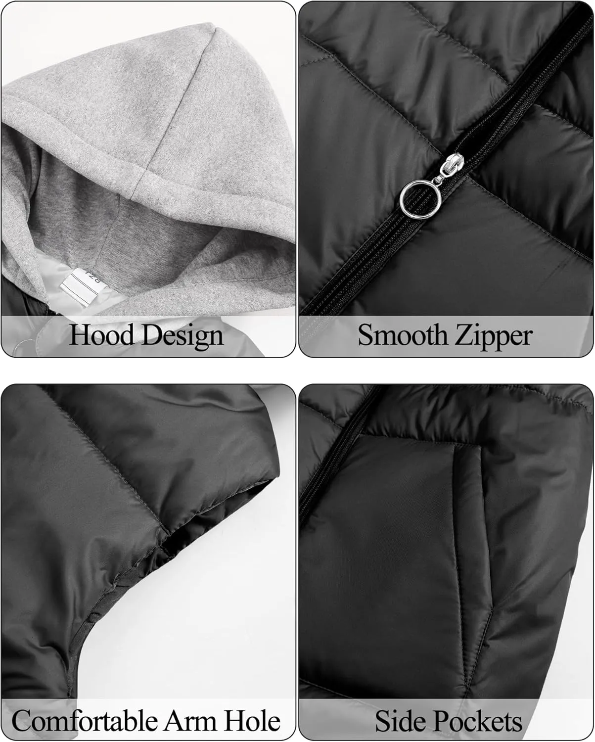 Happy Cherry Girls Puffer Vest Hooded Kids Water Resistant Jacket Sleeveless Windproof Thick Outerwear Gilet