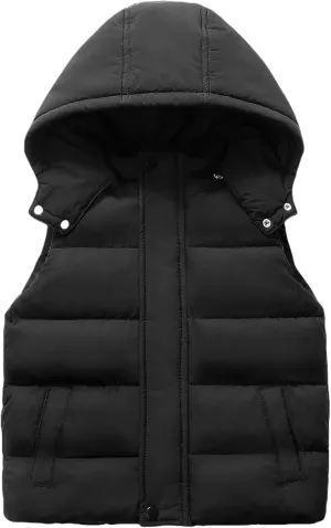 Happy Cherry Hooded Down Puffer Vest Boys Kids Lightweight Sleeveless Jacket Fall Winter Thick Windproof