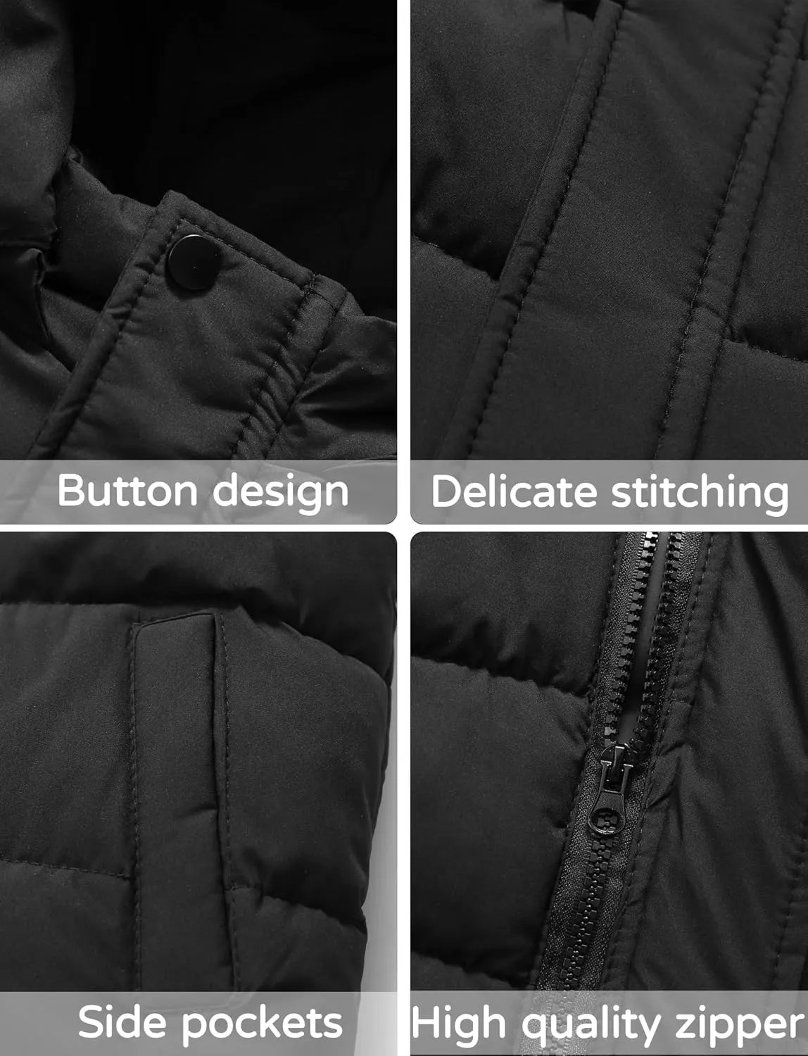 Happy Cherry Hooded Down Puffer Vest Boys Kids Lightweight Sleeveless Jacket Fall Winter Thick Windproof