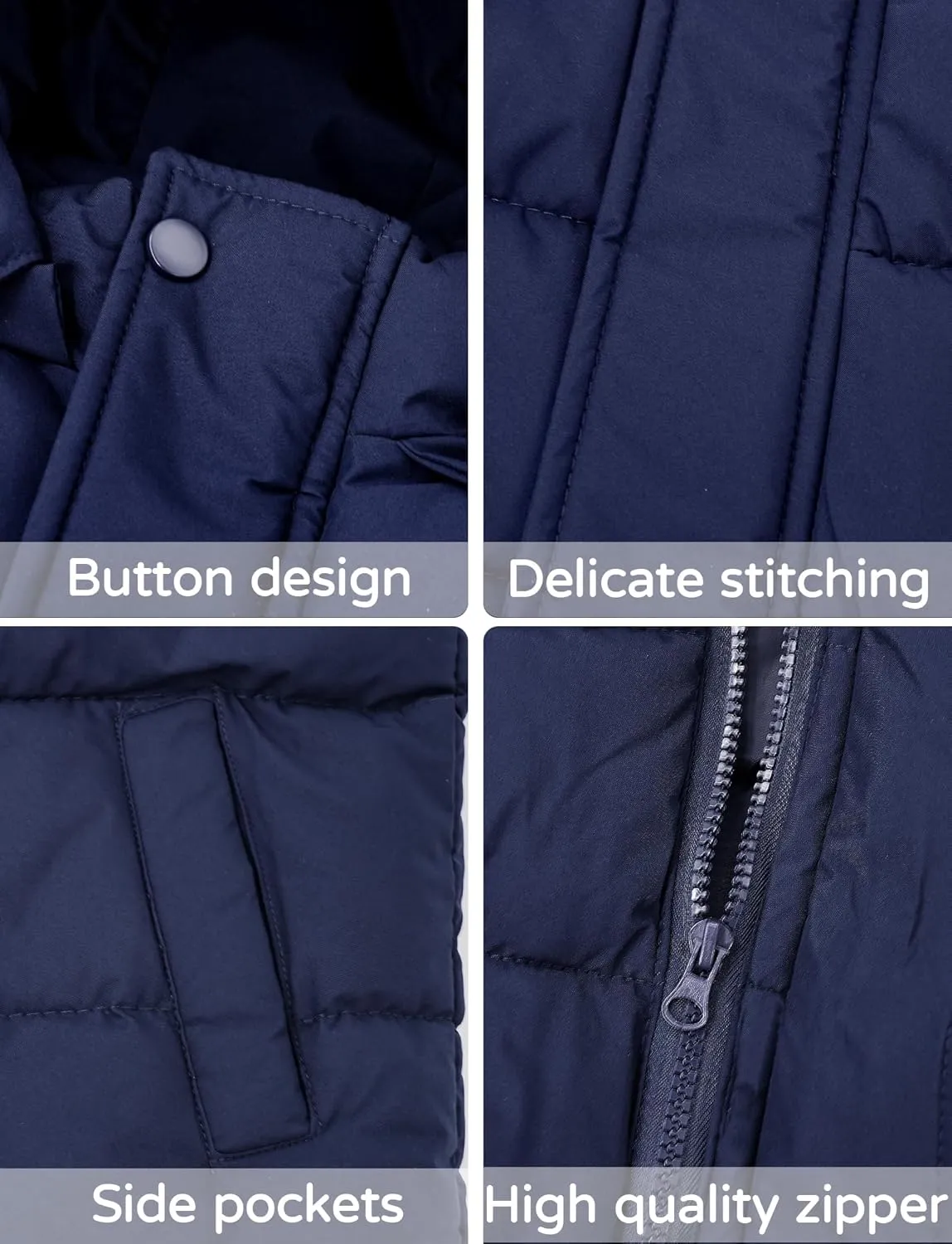 Happy Cherry Hooded Down Puffer Vest Boys Kids Lightweight Sleeveless Jacket Fall Winter Thick Windproof