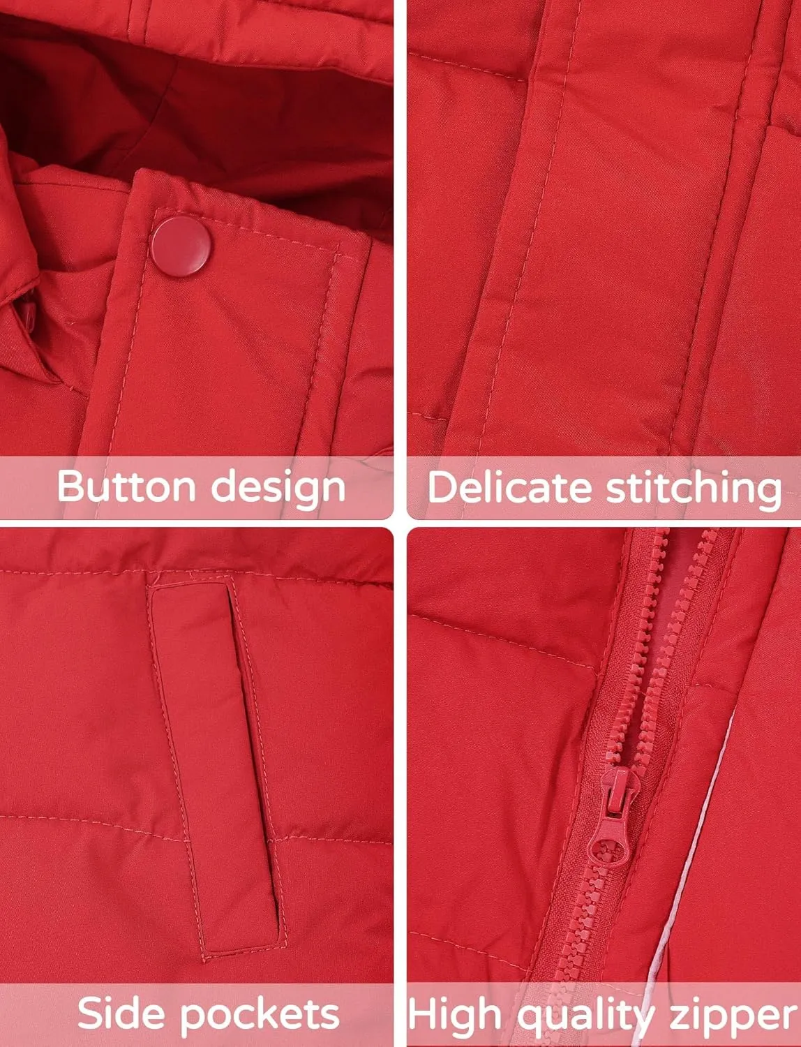 Happy Cherry Hooded Down Puffer Vest Boys Kids Lightweight Sleeveless Jacket Fall Winter Thick Windproof