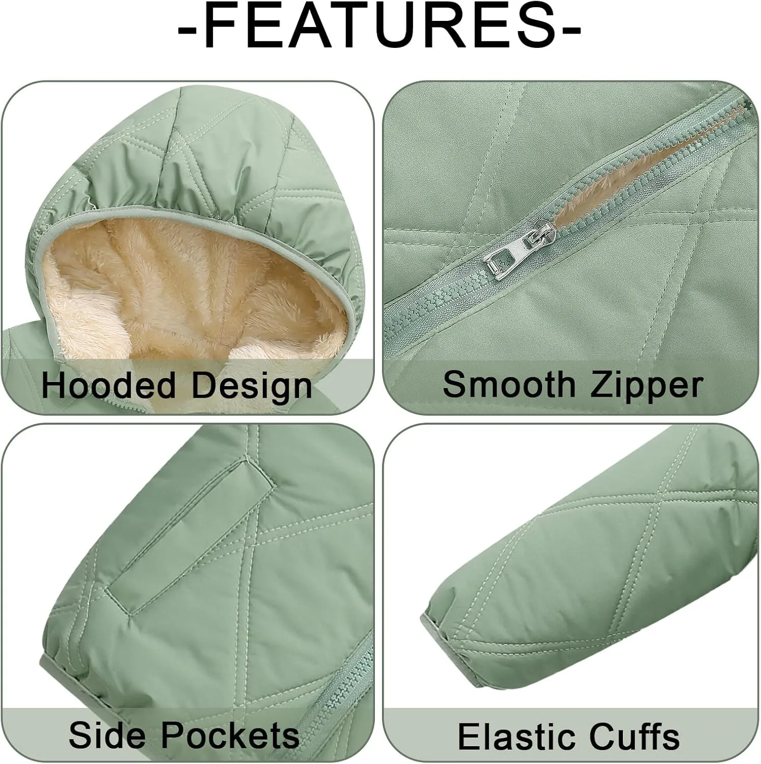 Happy Cherry Toddler Winter Jacket Windproof Down Jacket Warm Snowsuit Hooded Coat Soft Light Weight Outerwear