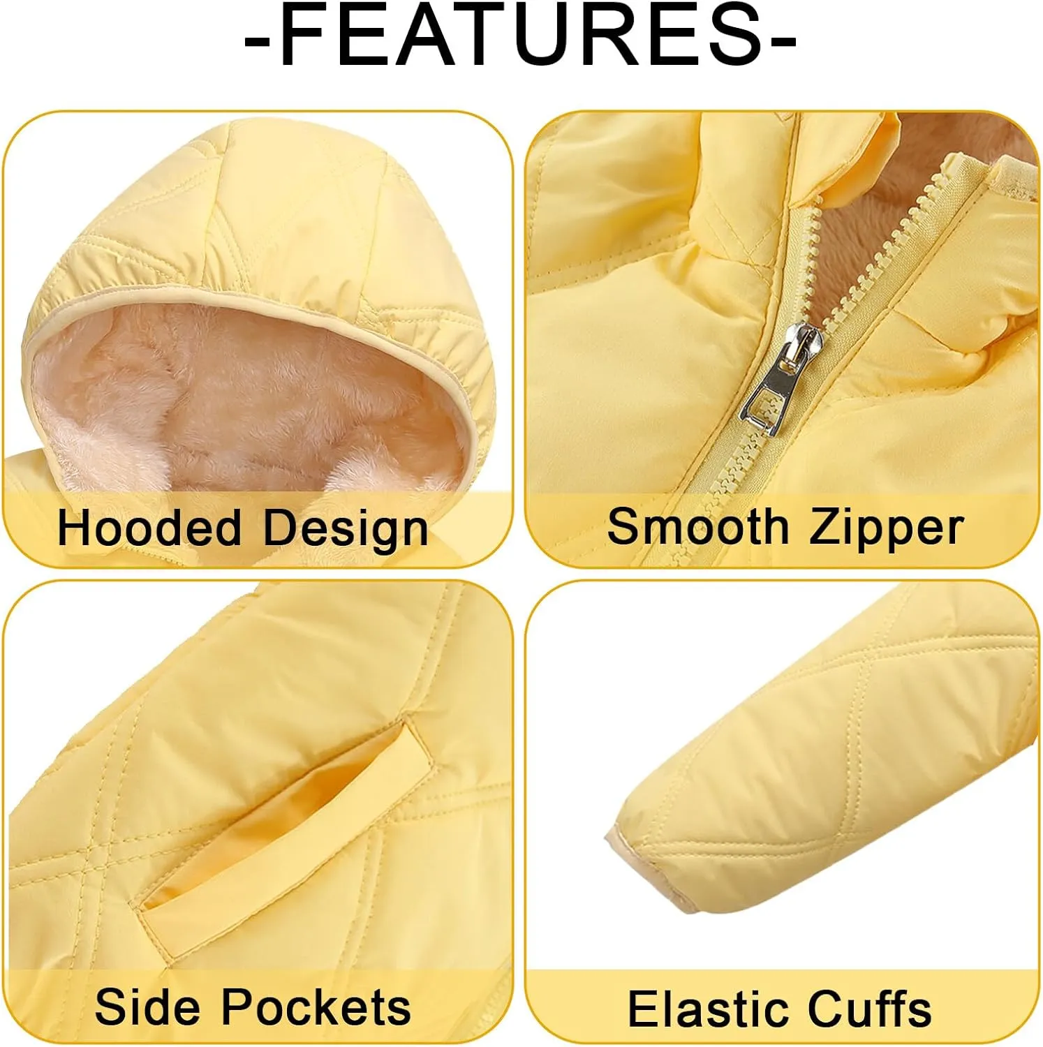 Happy Cherry Toddler Winter Jacket Windproof Down Jacket Warm Snowsuit Hooded Coat Soft Light Weight Outerwear