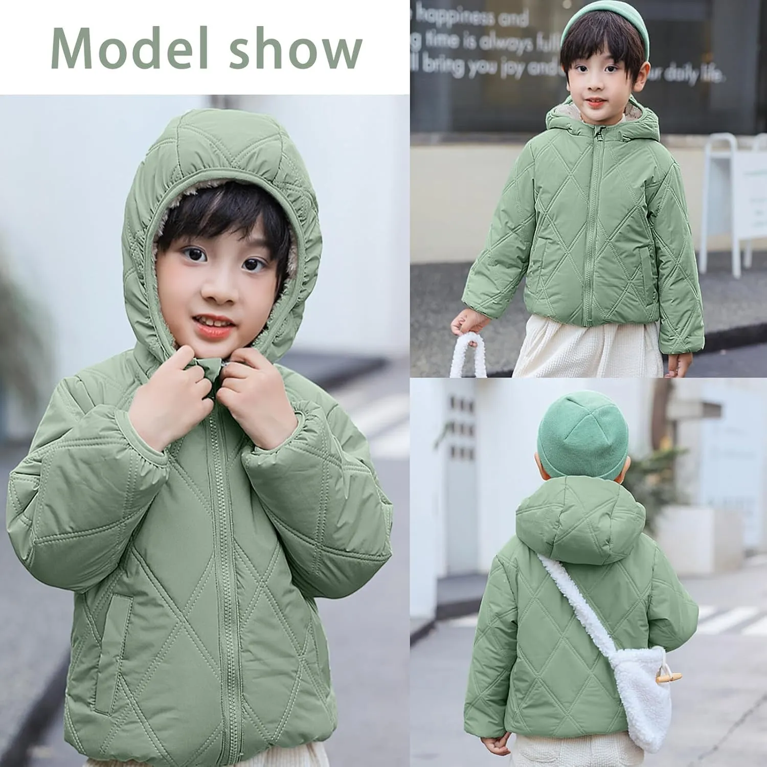 Happy Cherry Toddler Winter Jacket Windproof Down Jacket Warm Snowsuit Hooded Coat Soft Light Weight Outerwear