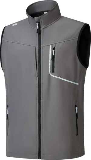 HOTSUIT Water Resistant Golf Vest for Men Lightweight Mens Winter Vests Outerwear with 7 Pockets Softshell Fleece Vest