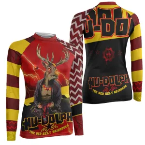 Hudolph The Red Belt Reindeer Women's Long Sleeve Rash Guard