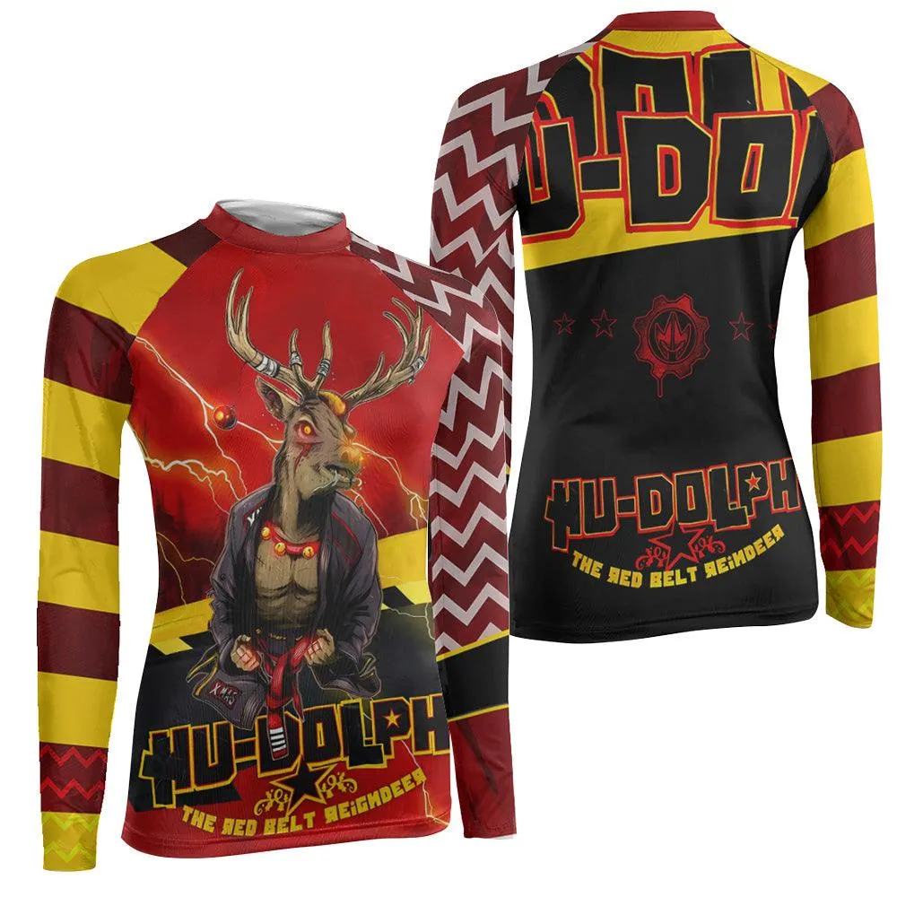 Hudolph The Red Belt Reindeer Women's Long Sleeve Rash Guard