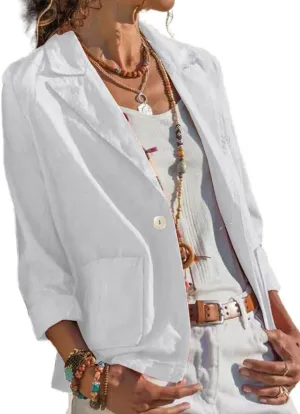 IDEALSANXUN Linen Blazer Women Spring Summer Casual Lightweight Jackets Business Outfits Office Work Tops