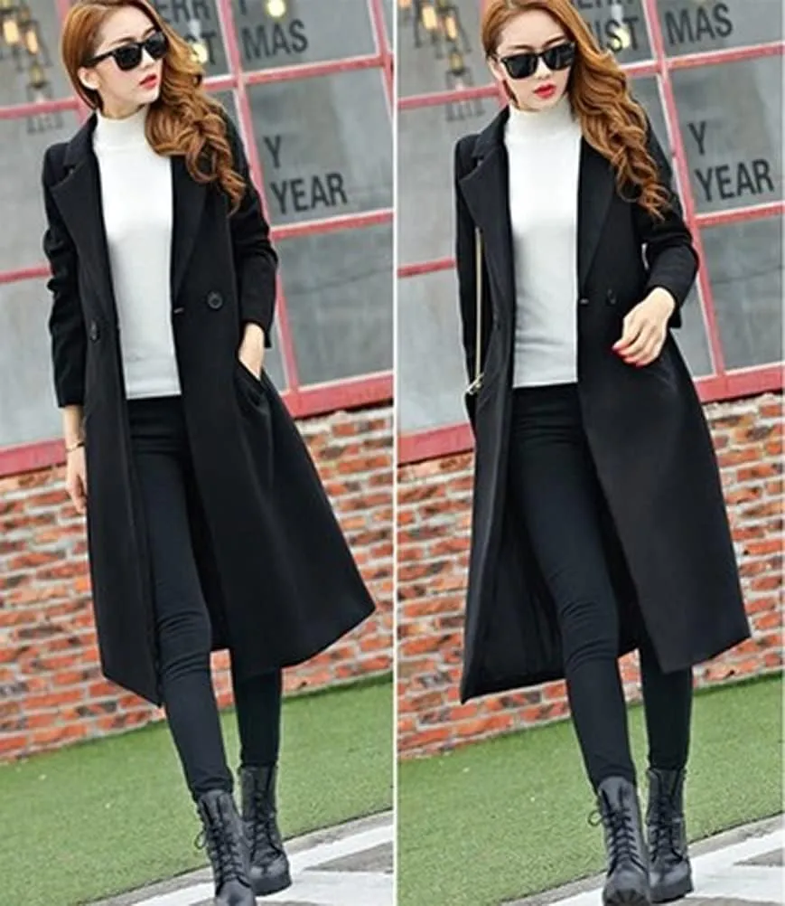 IDEALSANXUN Long Wool Coats for Women Fall Winter Coats Wool Jacket Peacoat