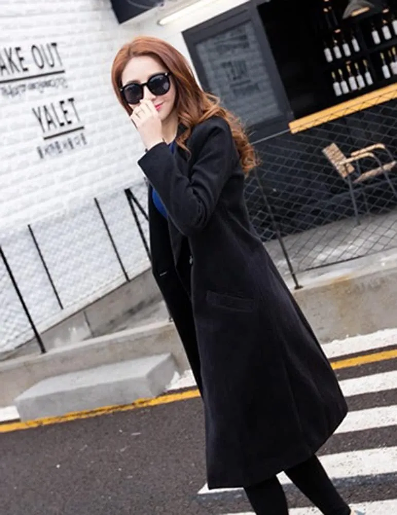IDEALSANXUN Long Wool Coats for Women Fall Winter Coats Wool Jacket Peacoat